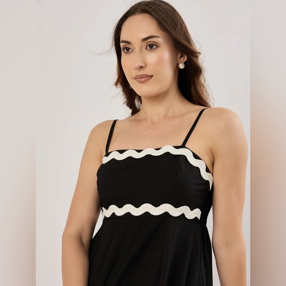 🆕 SIM & SAM Black Midi Ric Rac Dress - Picture 7 of 8